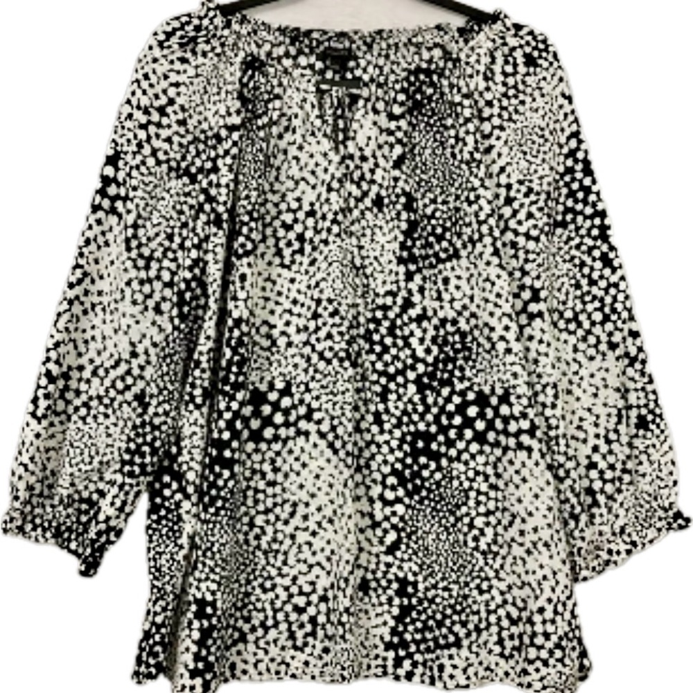 Talbots Black and White Print Blouse